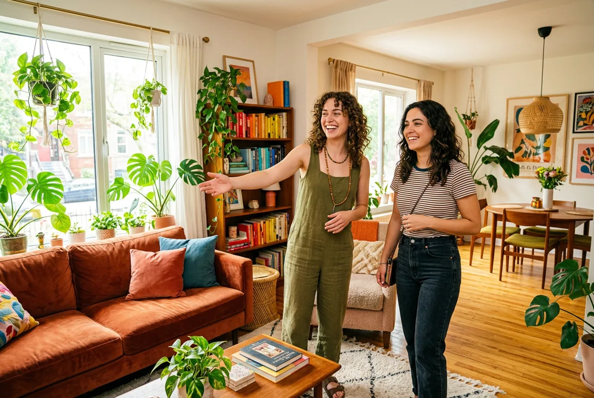 People viewing a room for rent